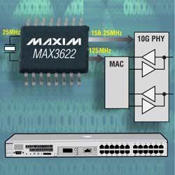 MAX3622：Maxim網絡設備用超低抖動、兩路輸出時鐘發生器