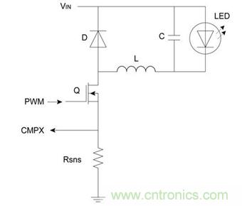 驅動單顆LED或LED燈串的降壓技術。