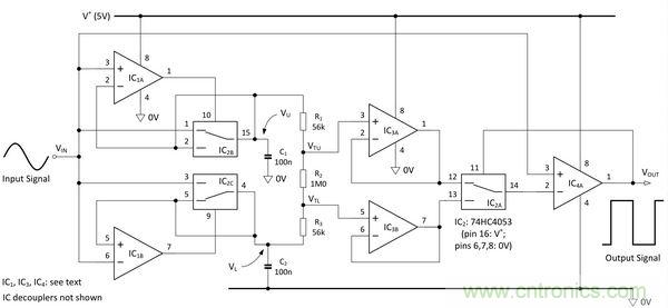 圖1：自適應施密特觸發器。